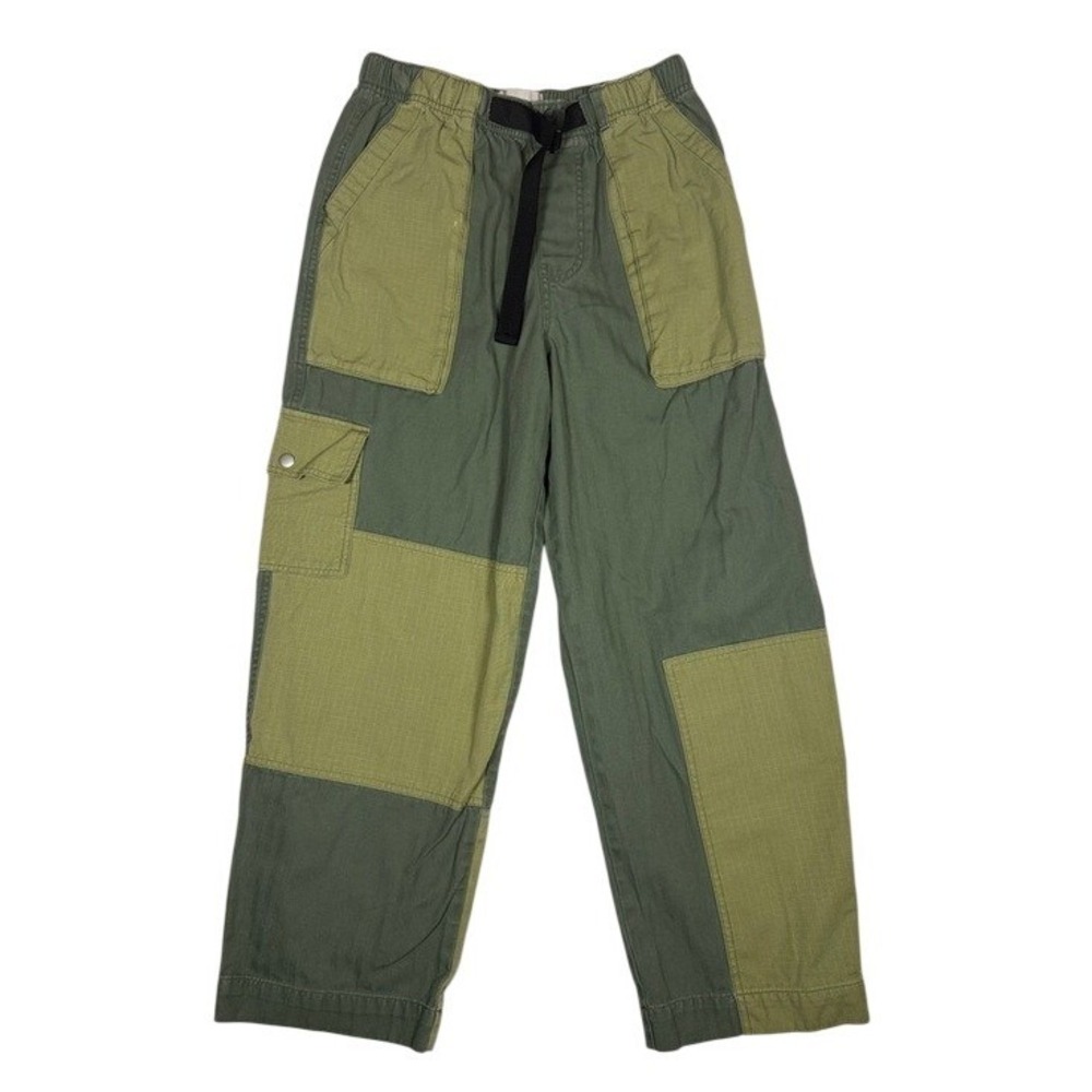 BDG Patchwork Cargo Trousers in Olive and Light Olive